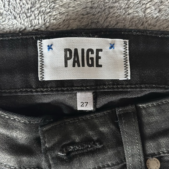 PAIGE Verdugo Ankle Black Silk Coated Skinny Jean Size 27 EUC - Picture 4 of 10